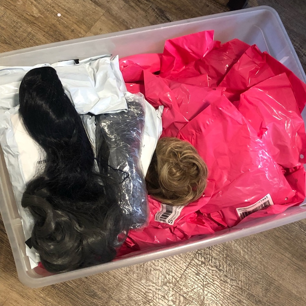 Box Of Brand New Hair Pieces ! Over 100 Items!!
